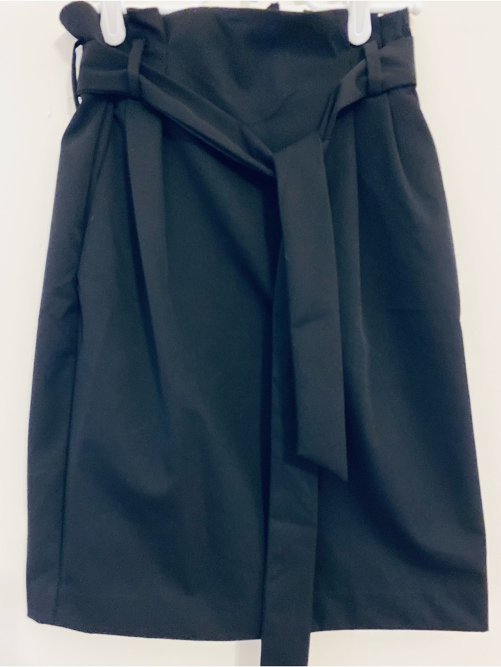 H&M Black Paperbag Waist Midi Skirt with Tie
